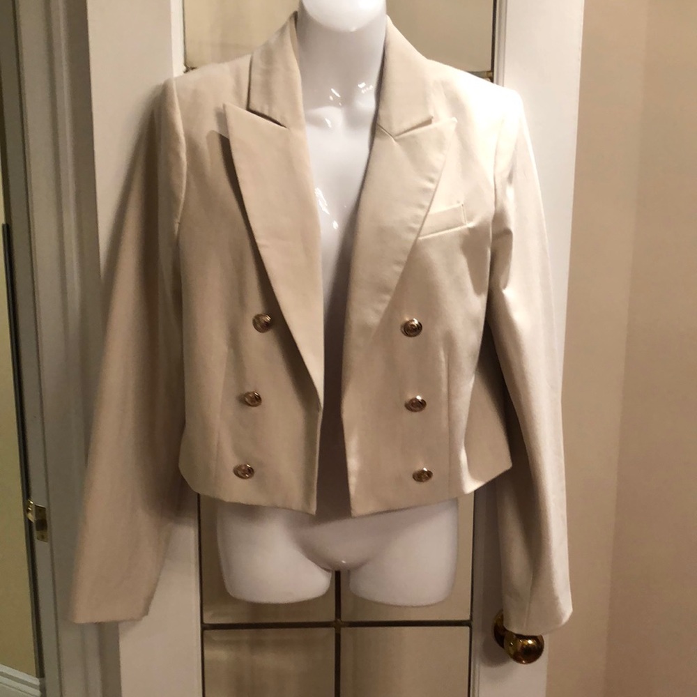 Christian Siriano Cream Open Blazer Jacket